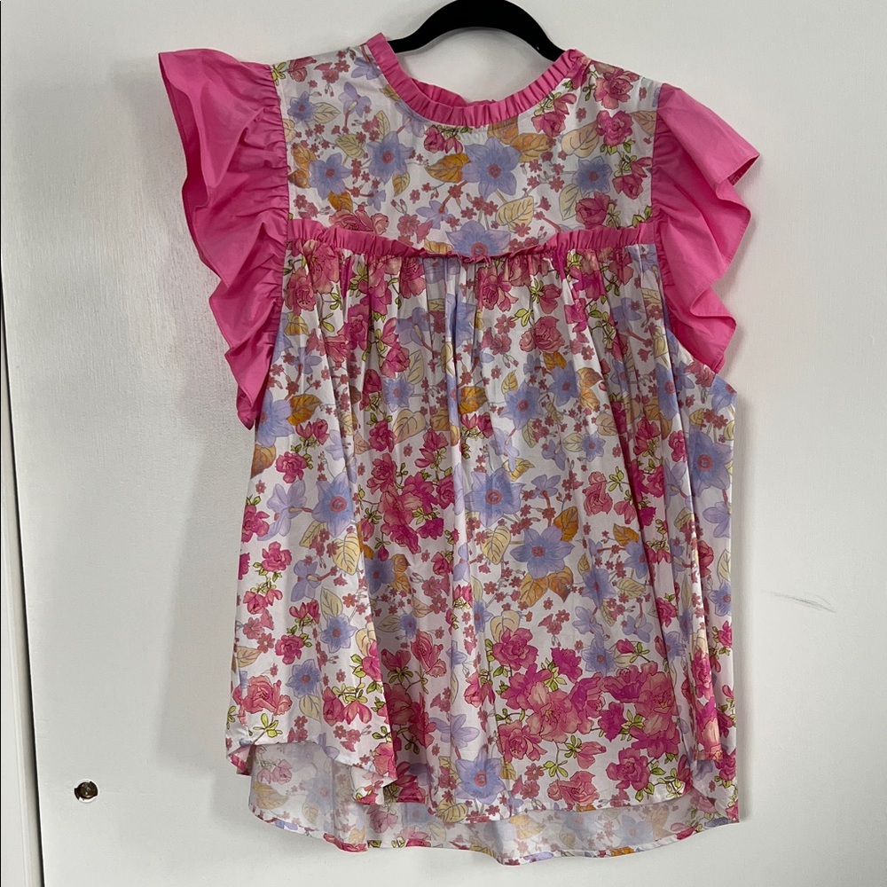 Floral Ruffle Sleeve Blouse
